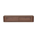 Round Off floating console table by Moe's Home Collection, solid wood, walnut finish