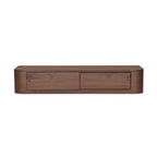 Round Off floating console table by Moe's Home Collection, solid wood, walnut finish