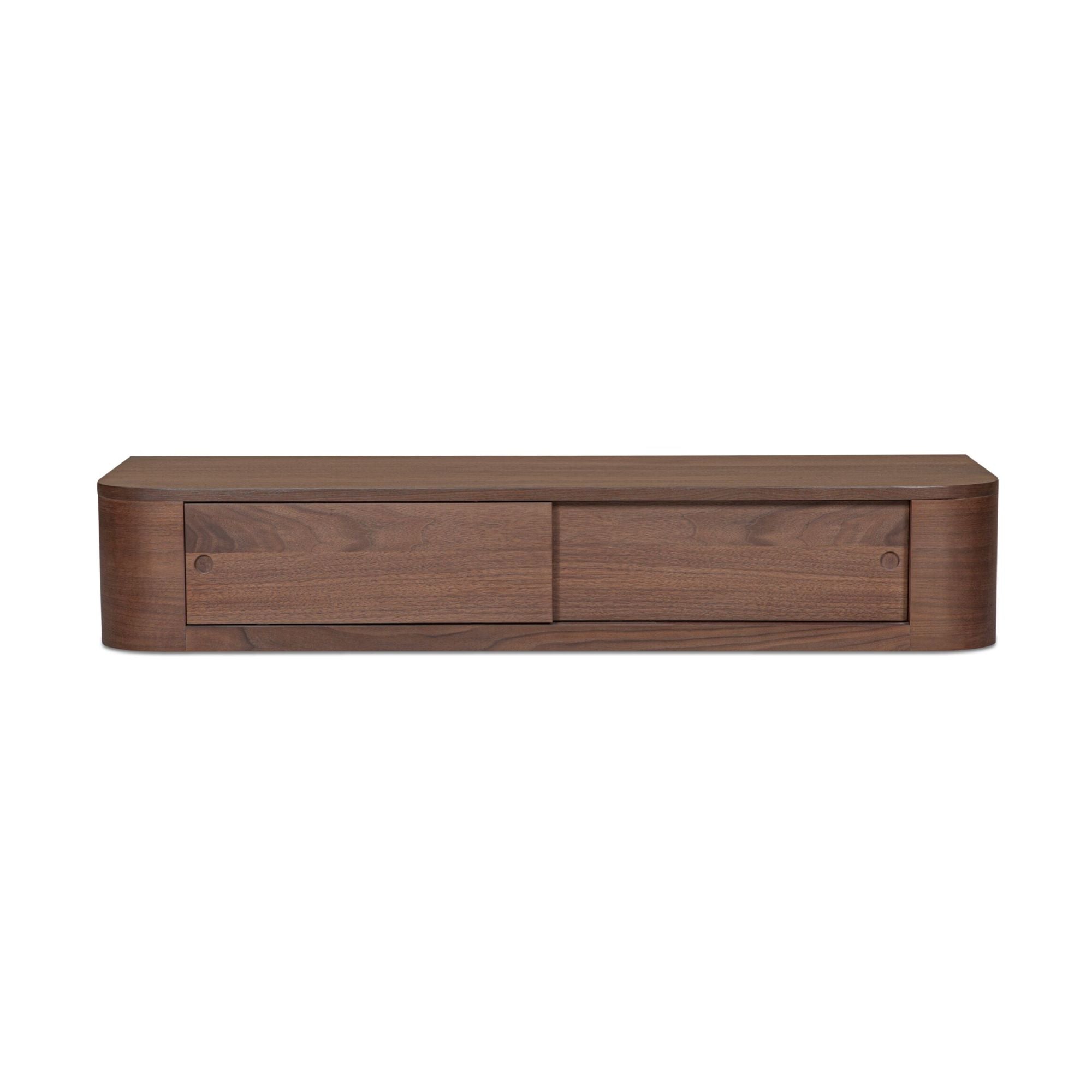 Round Off floating console table by Moe's Home Collection, solid wood, walnut finish