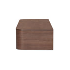 Round Off floating console table by Moe's Home Collection, solid wood, walnut finish