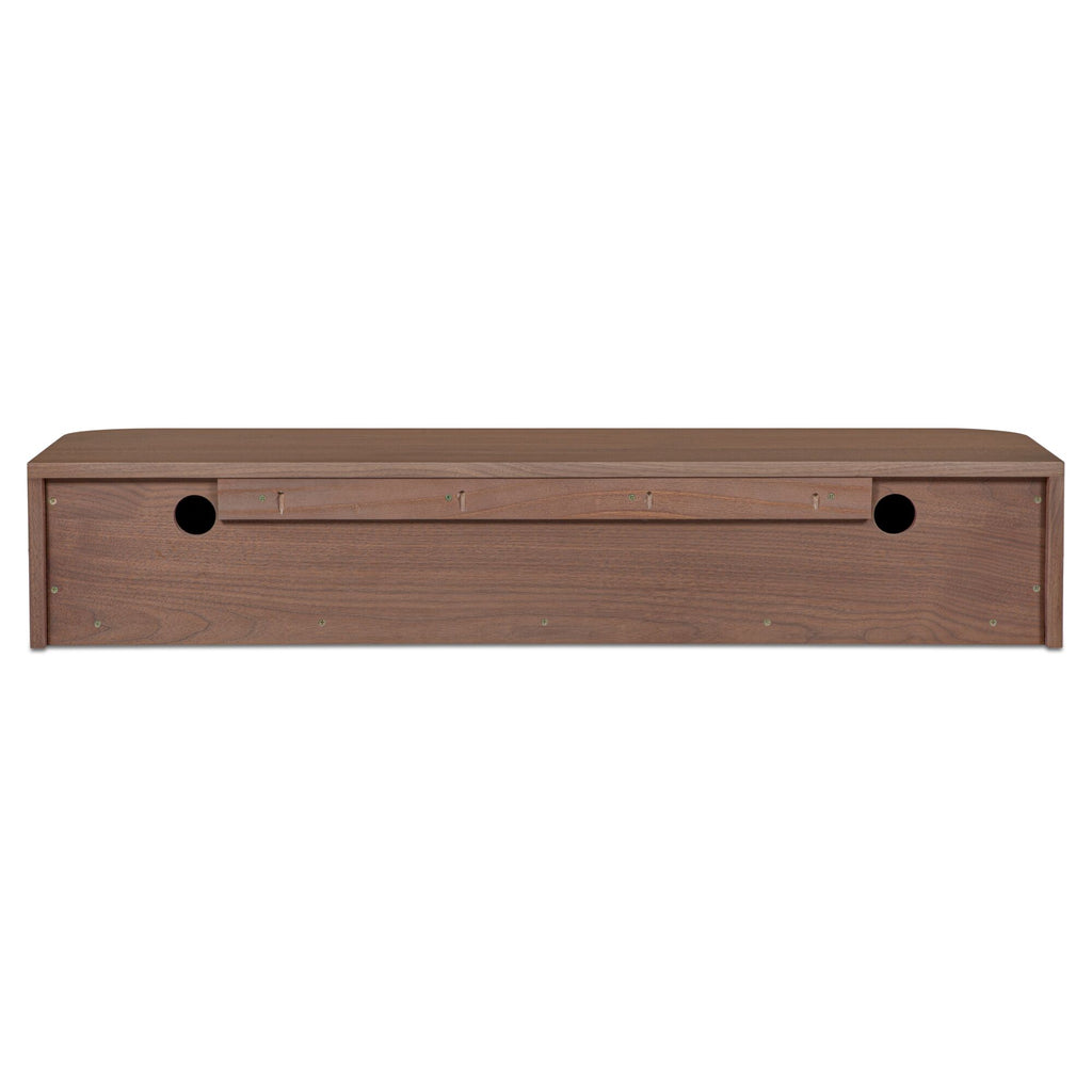 Round Off floating console table by Moe's Home Collection, solid wood, walnut finish