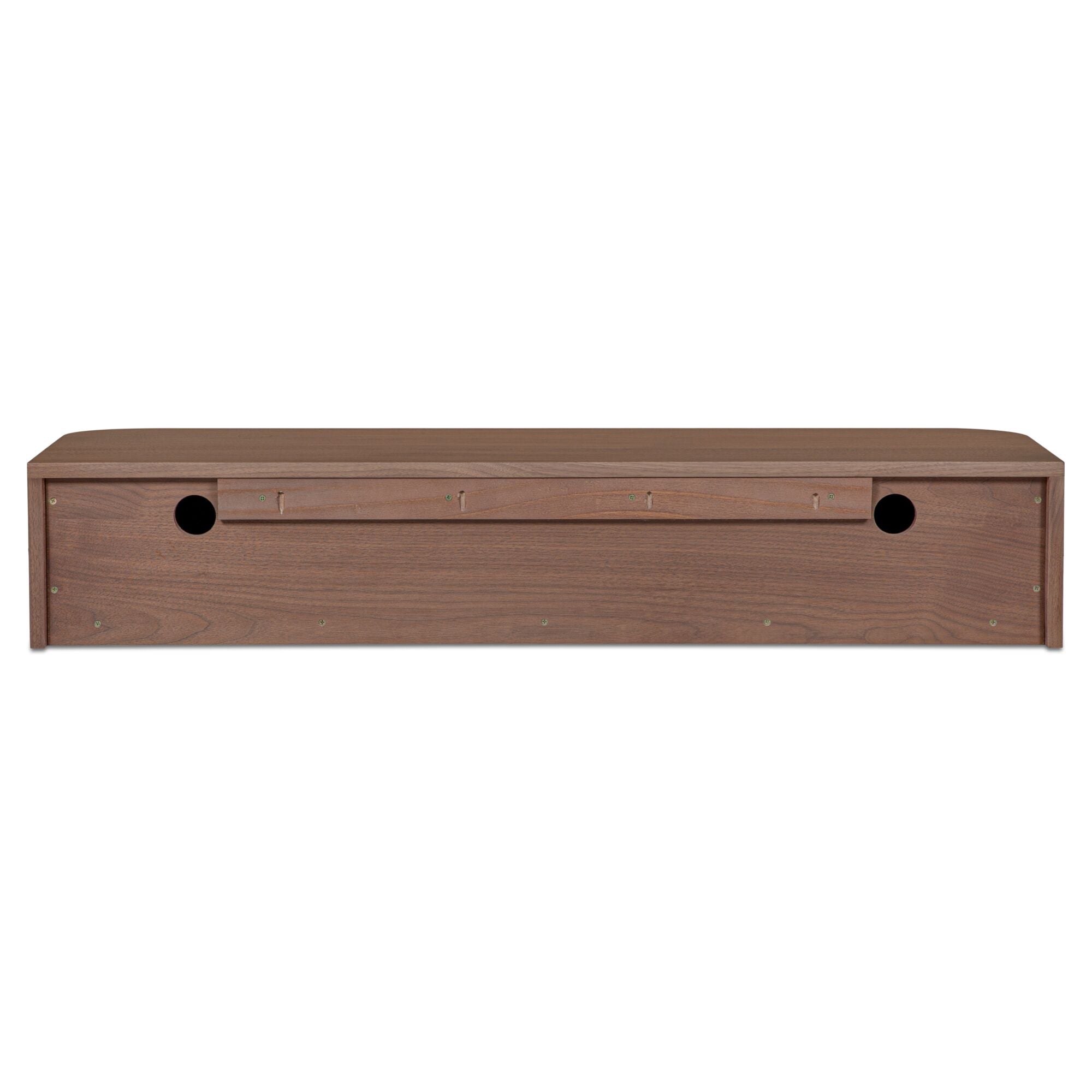 Round Off floating console table by Moe's Home Collection, solid wood, walnut finish