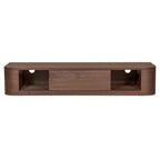 Round Off floating console table by Moe's Home Collection, solid wood, walnut finish