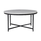 Rowena coffee table by Renwil, banswara marble, cast aluminum base