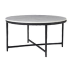 Rowena coffee table by Renwil, banswara marble, cast aluminum base