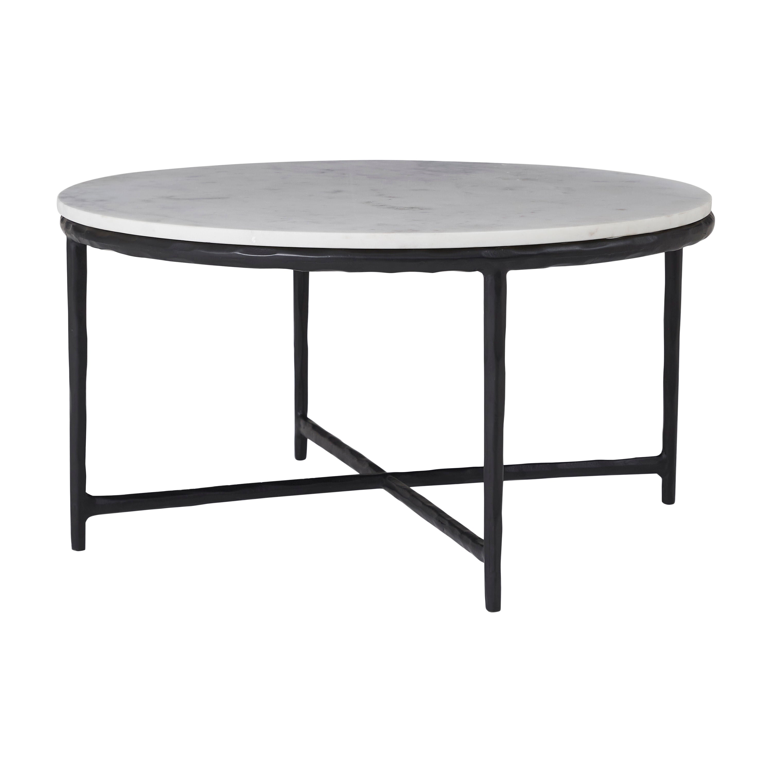 Rowena coffee table by Renwil, banswara marble, cast aluminum base