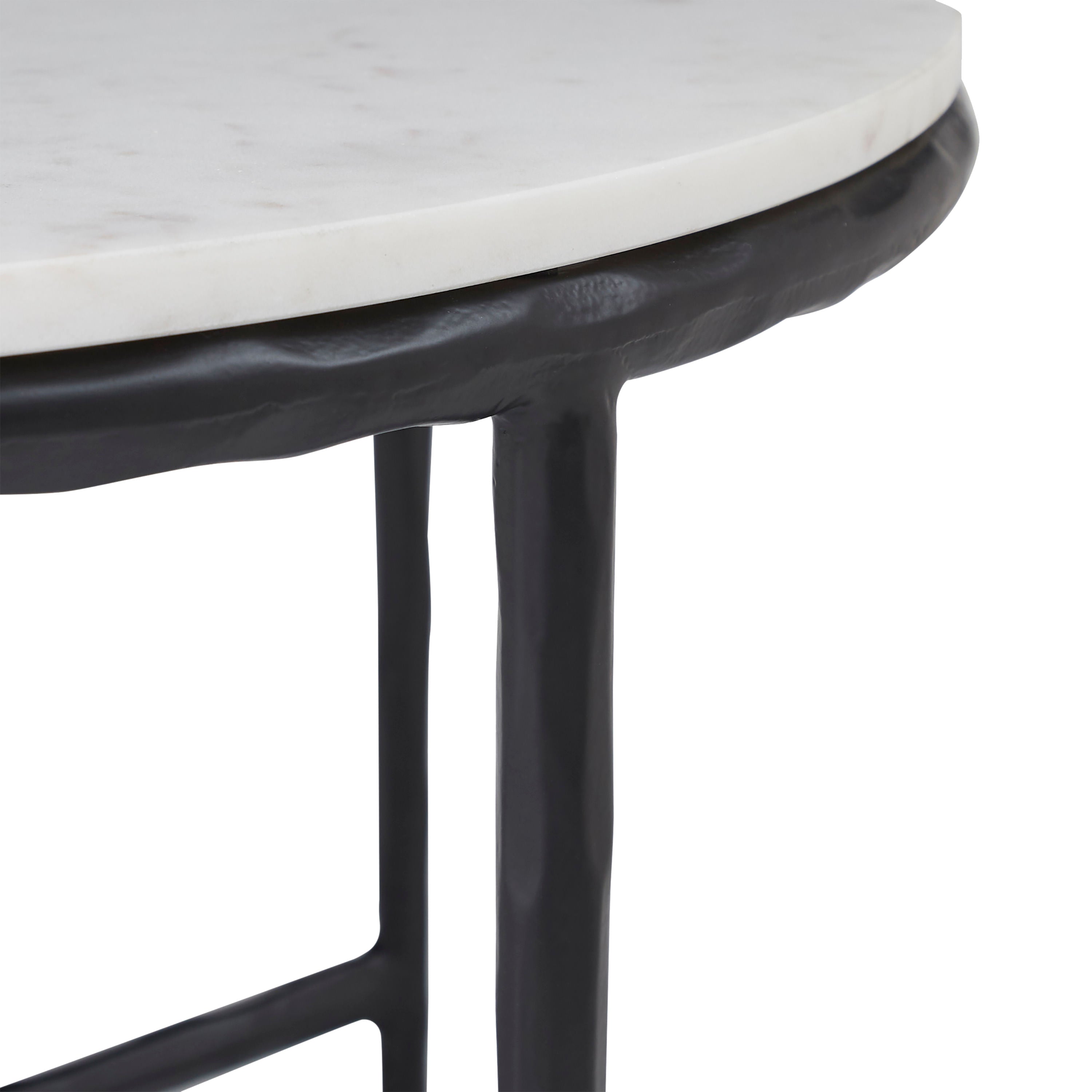 Rowena coffee table by Renwil, banswara marble, cast aluminum base