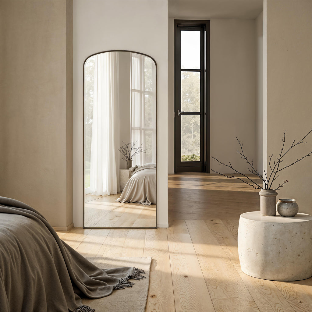 Sabine wall mirror by Renwil, stainless steel, dark antique bronze finish
