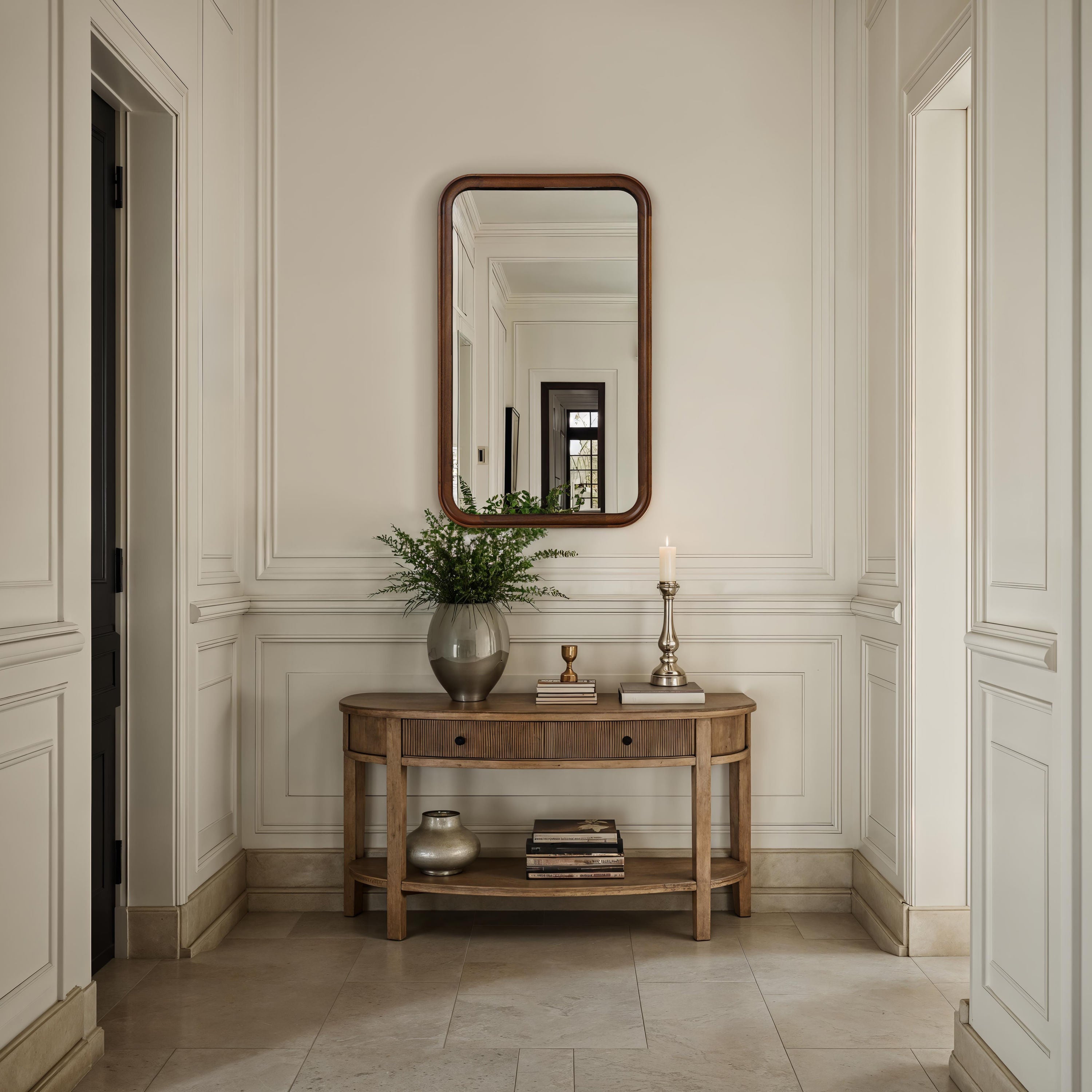 Salvia wall mirror by Renwil, mimosaceae wood, walnut finish