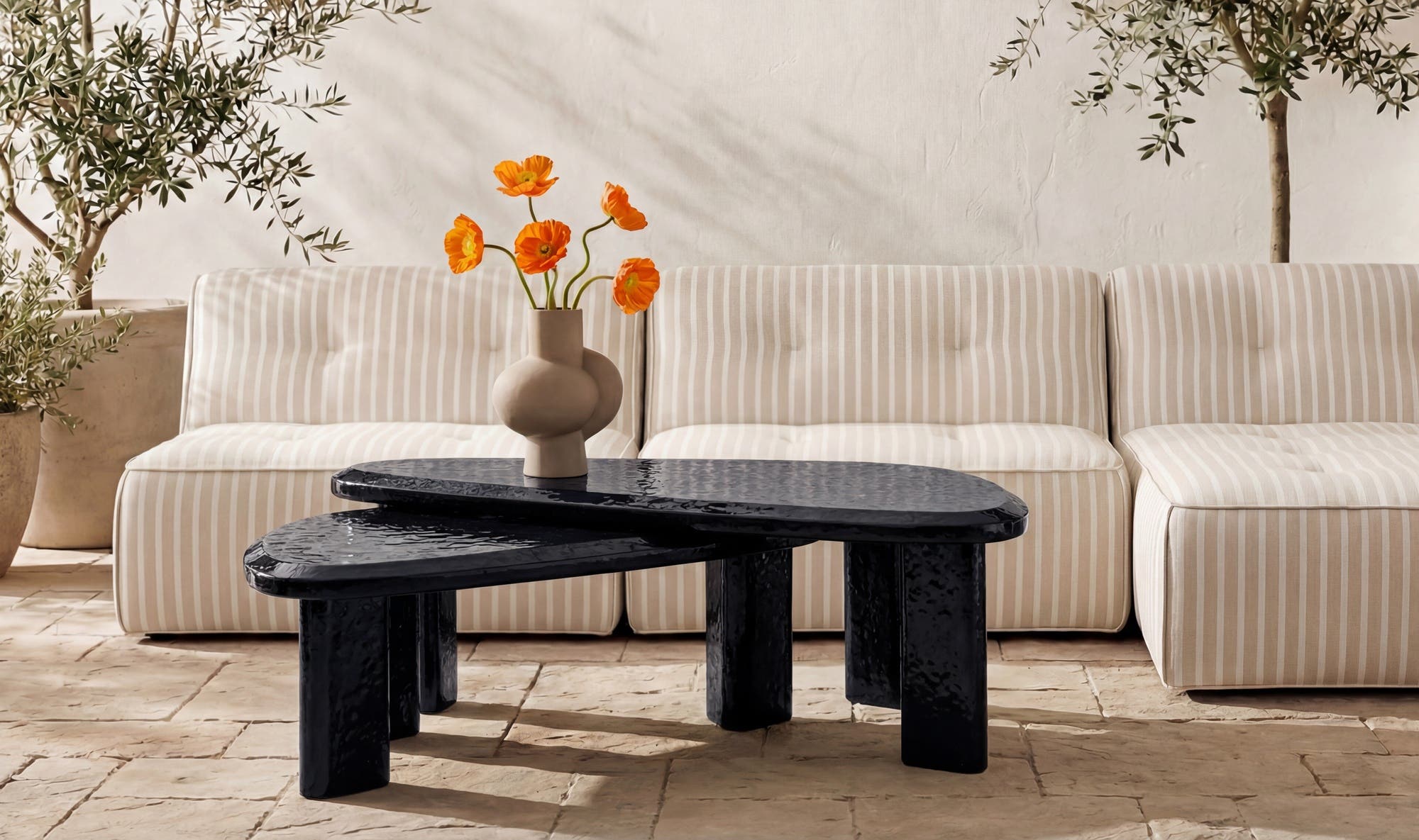 Sophie Outdoor Nesting Coffee Tables Charcoal Lacquer view 2