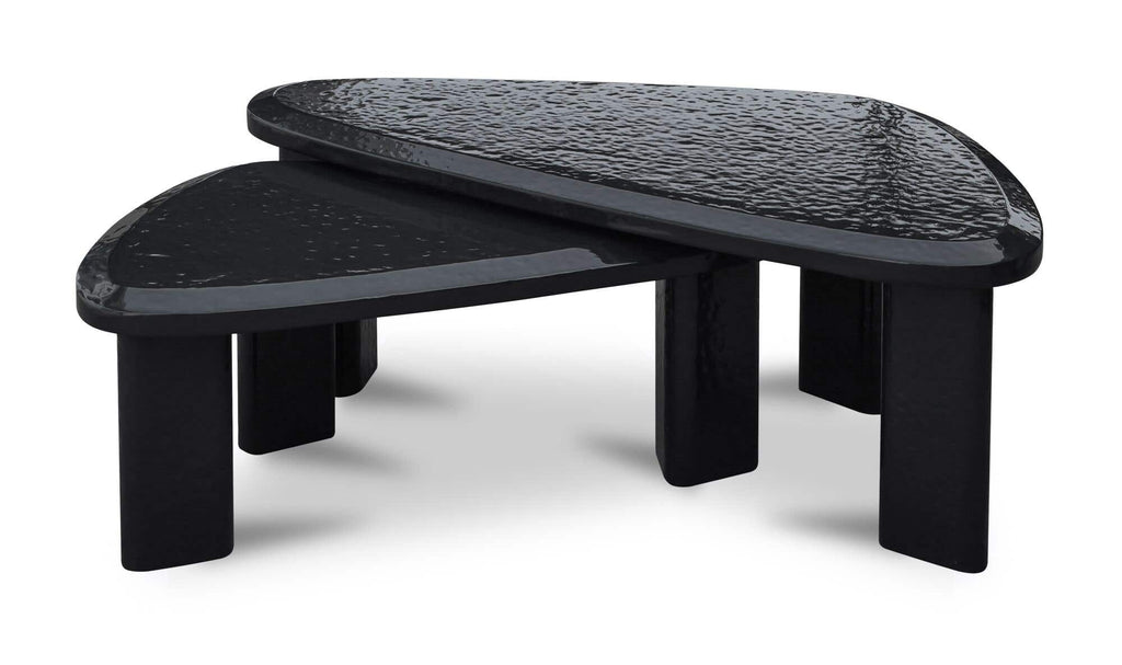 Sophie Outdoor Nesting Coffee Tables Charcoal Lacquer front