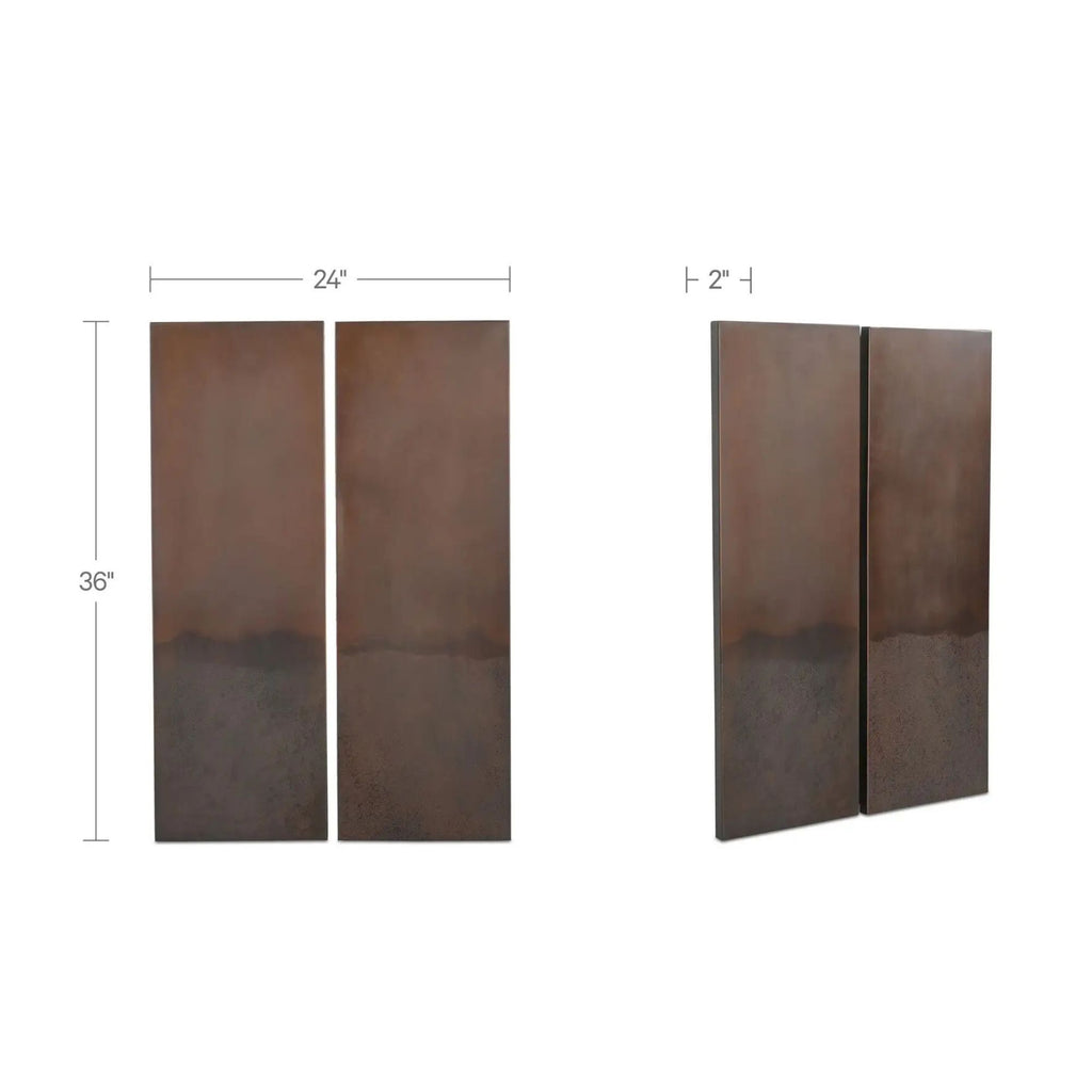 Smith wall decor set of 2 by Moe's Home Collection, iron, aged bronze relief finish