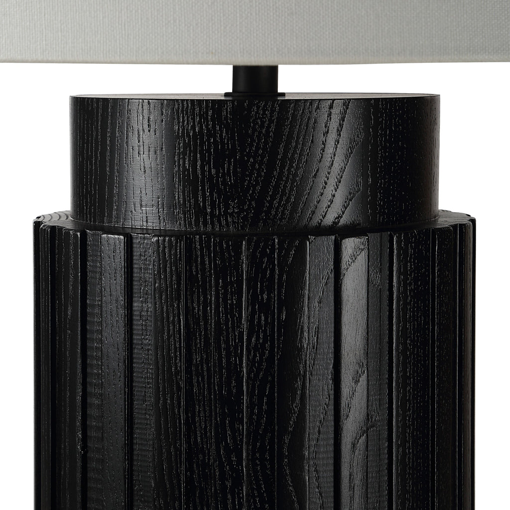 Stilus table lamp by Renwil, ash wood base, matte black finish