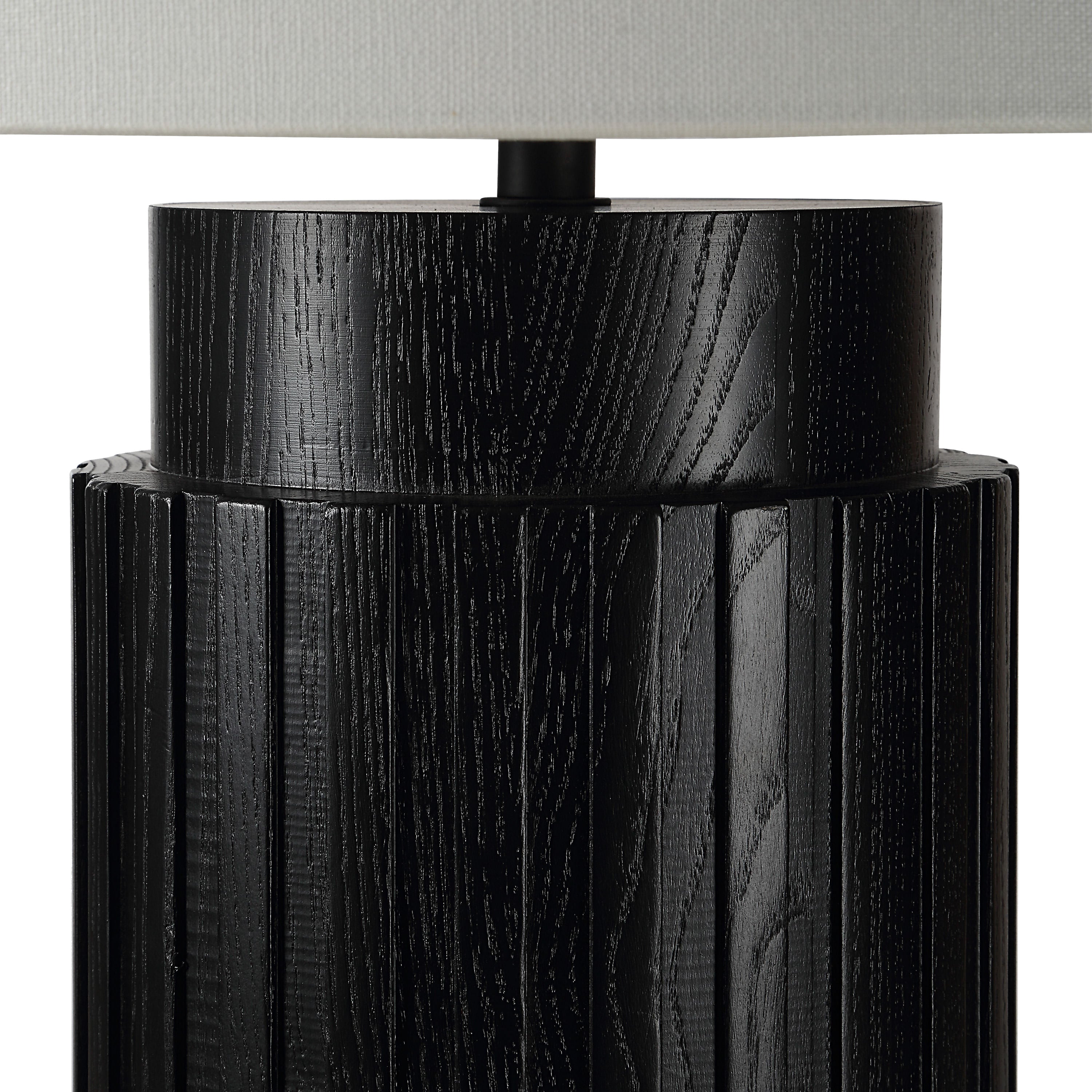 Stilus table lamp by Renwil, ash wood base, matte black finish