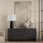 Stilus table lamp by Renwil, ash wood base, matte black finish
