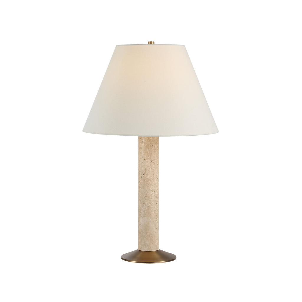 Tamara table lamp by Renwil, travertine base, natural stone