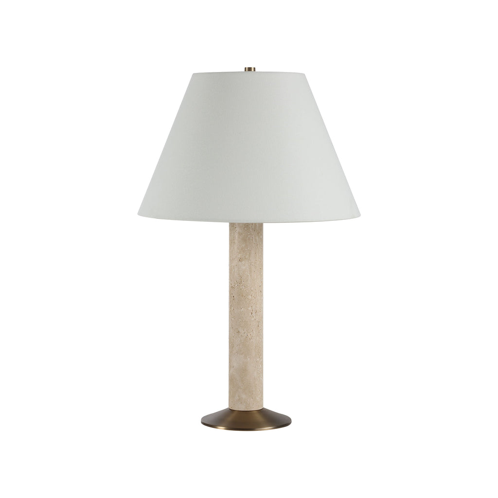 Tamara table lamp by Renwil, travertine base, natural stone