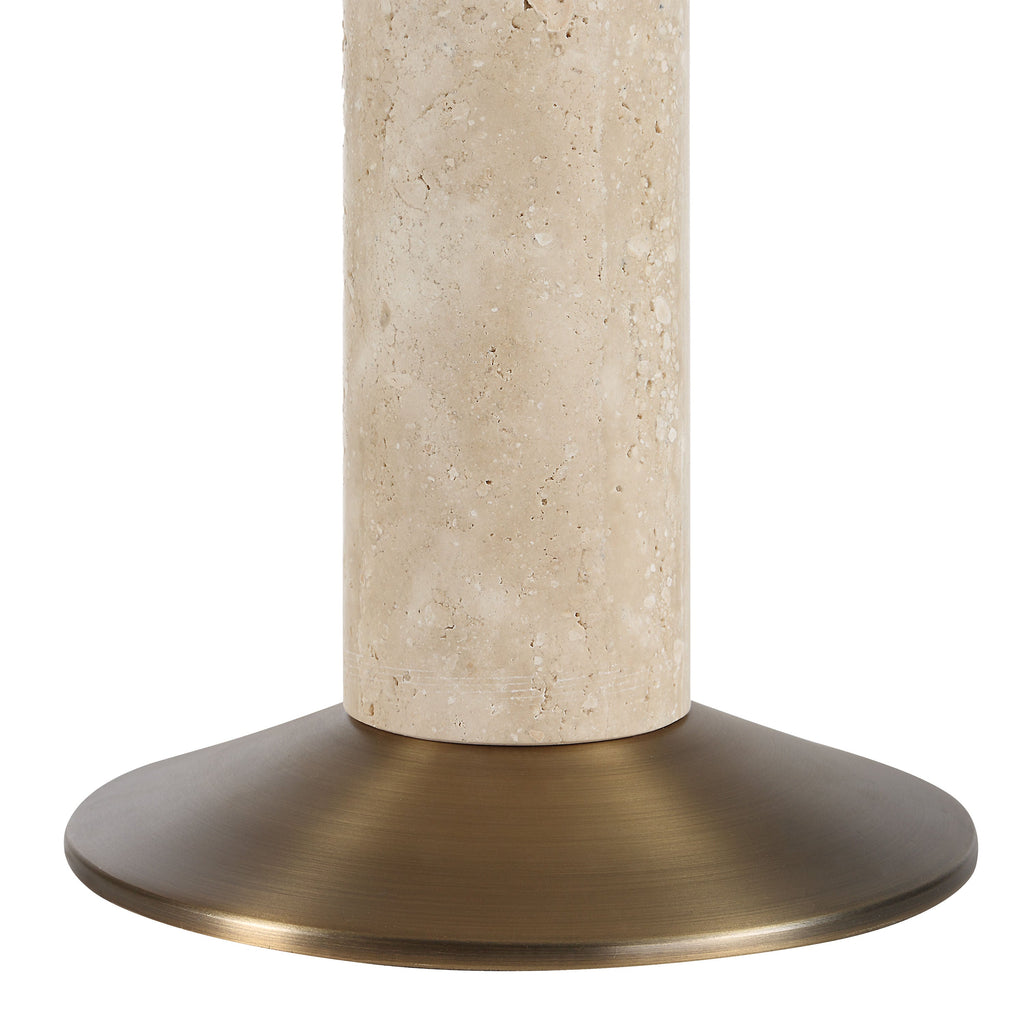 Tamara table lamp by Renwil, travertine base, natural stone