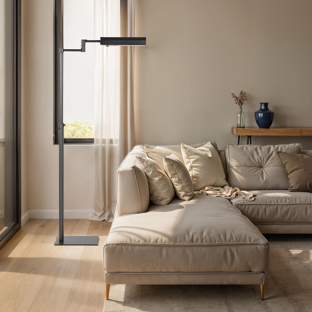 Thiva floor lamp by Renwil, iron, bronze finish