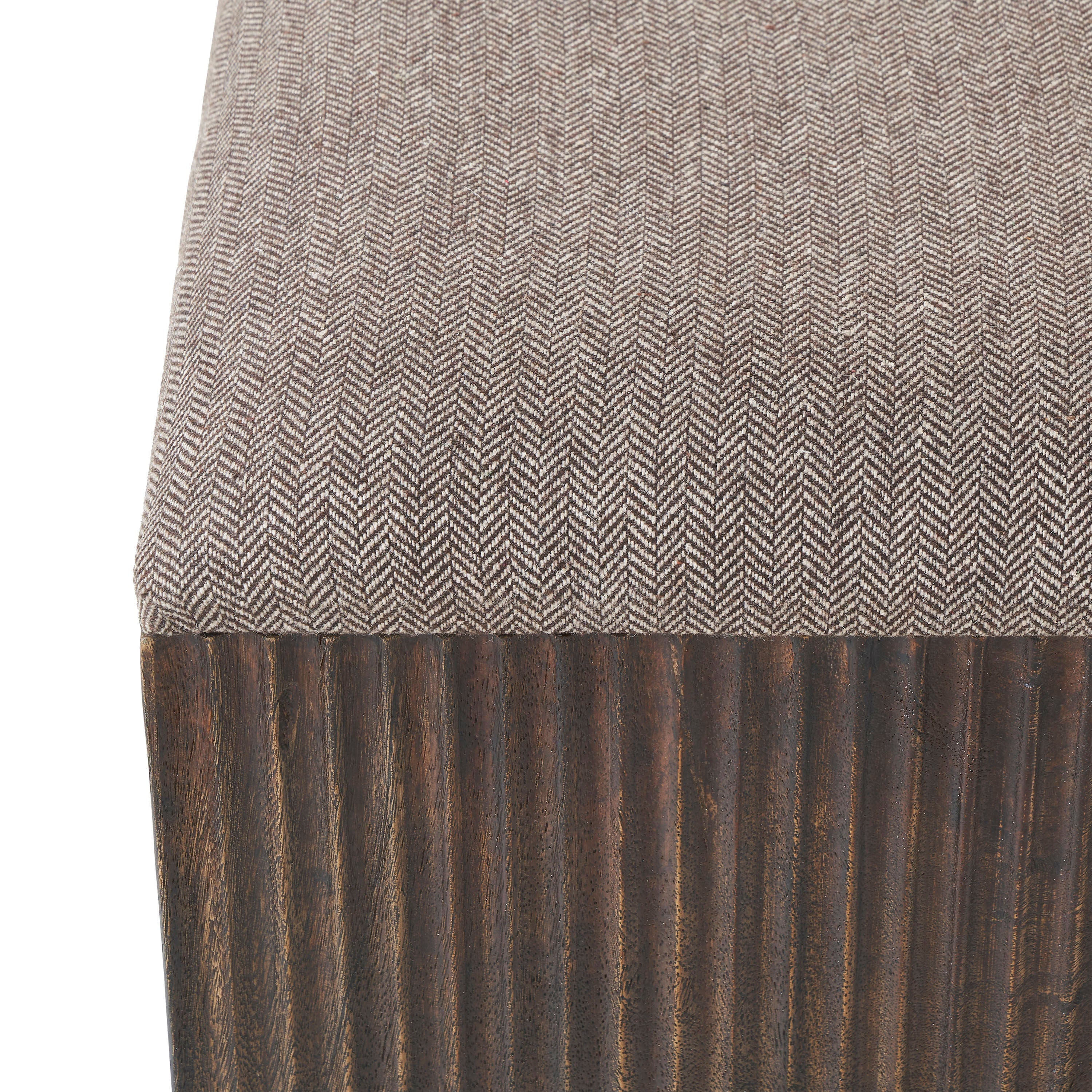 Tristan stool by Renwil, mango wood, walnut finish, woven seat