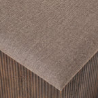 Tristan stool by Renwil, mango wood, walnut finish, woven seat
