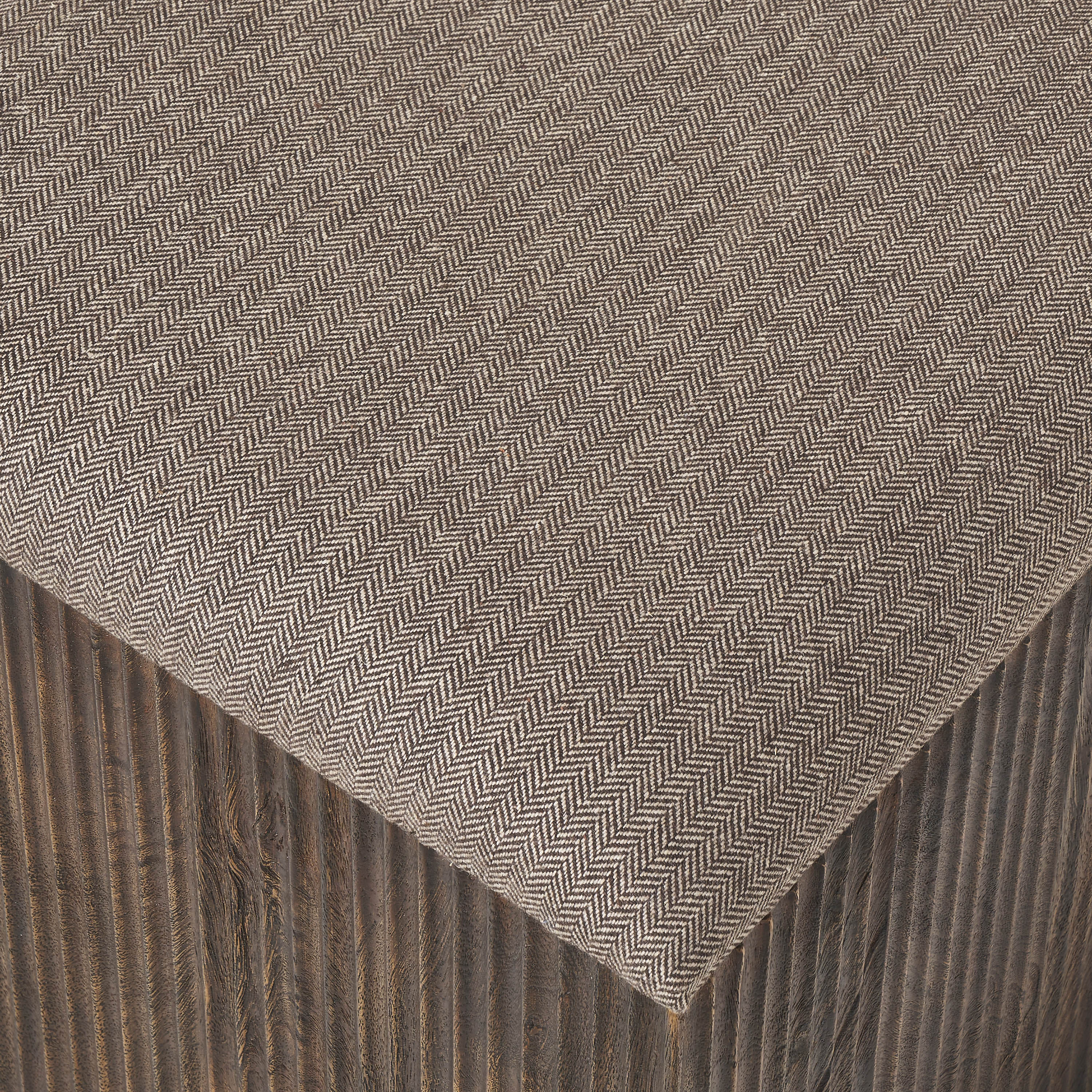 Tristan stool by Renwil, mango wood, walnut finish, woven seat