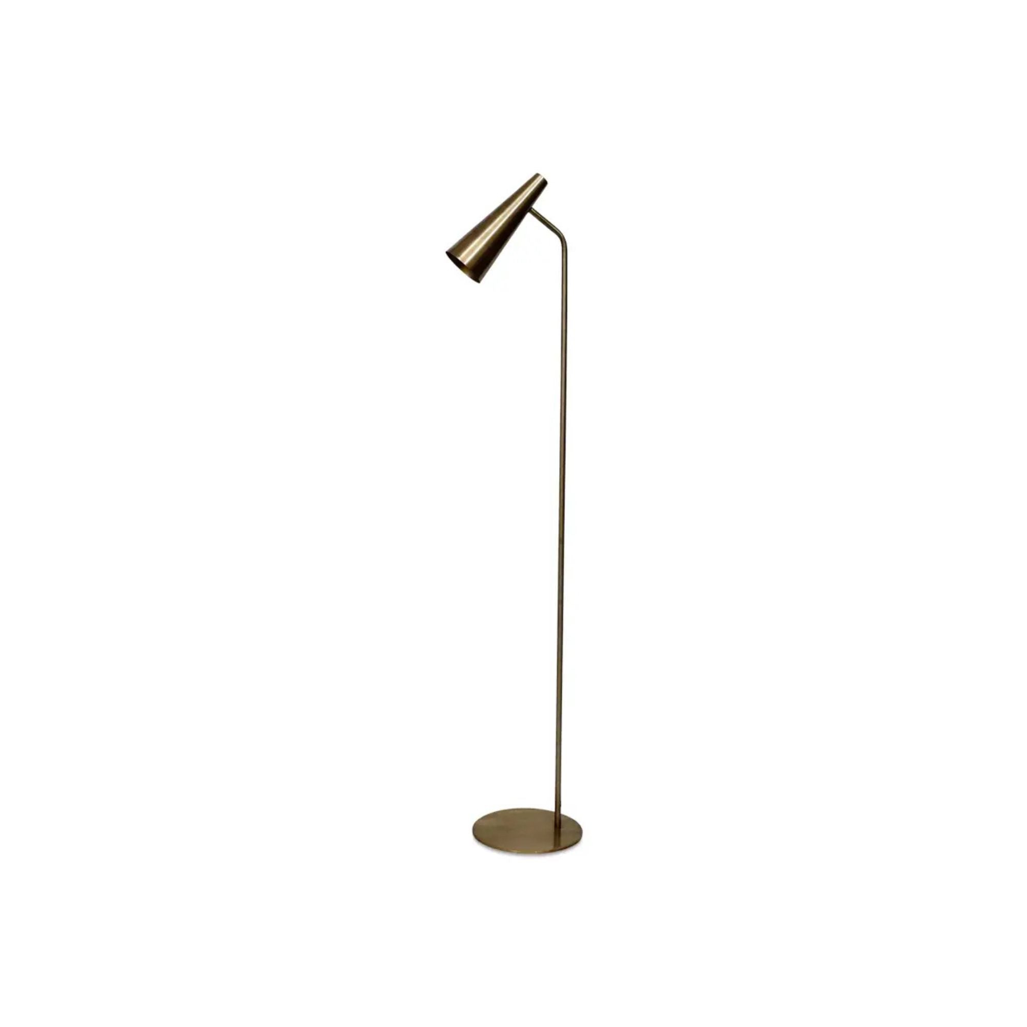 Trumpet floor lamp by Moe's Home Collection, iron, warm gold finish trumpet shade