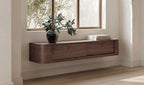 Solid Wood Round Off Floating Console Table