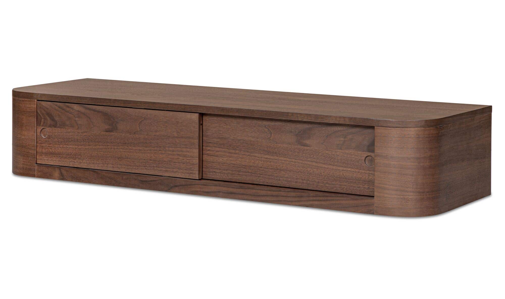 Solid Wood Round Off Floating Console Table