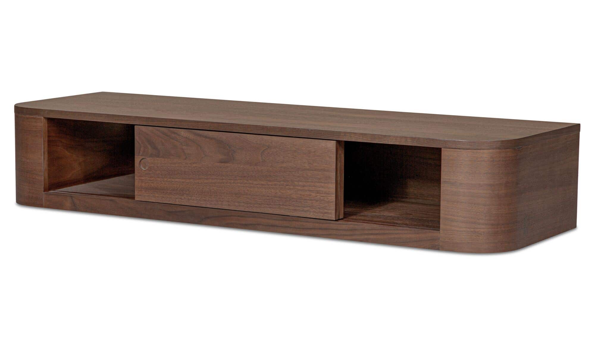 Solid Wood Round Off Floating Console Table