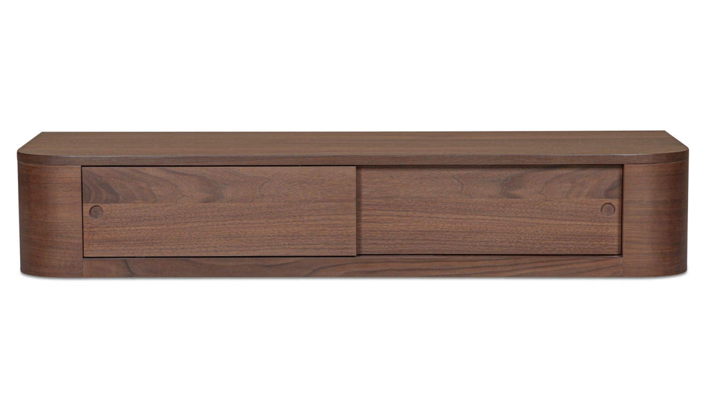 Solid Wood Round Off Floating Console Table - Walnut