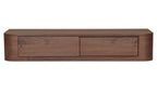 Solid Wood Round Off Floating Console Table - Walnut