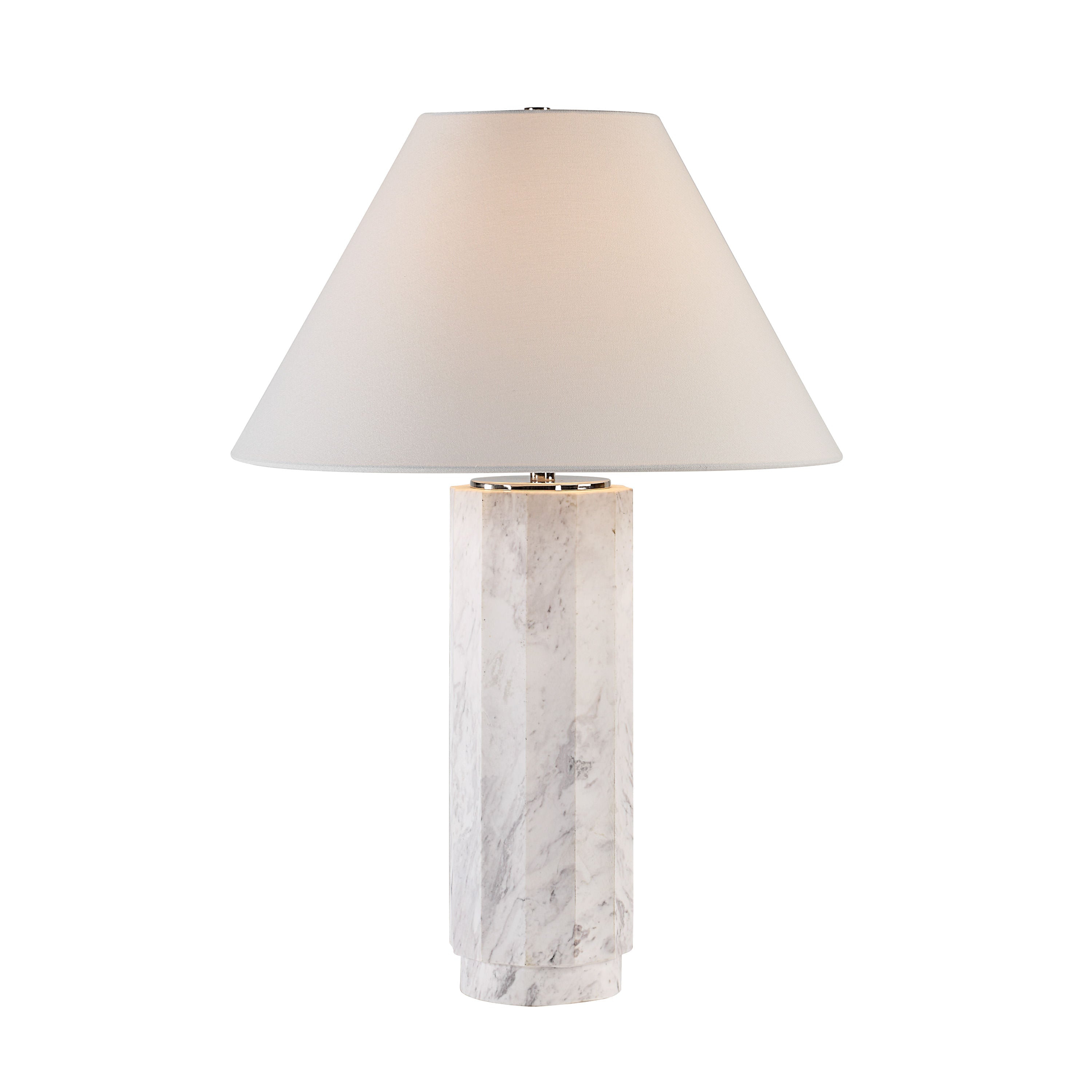 Veda table lamp by Renwil, volakas marble base, solid stone