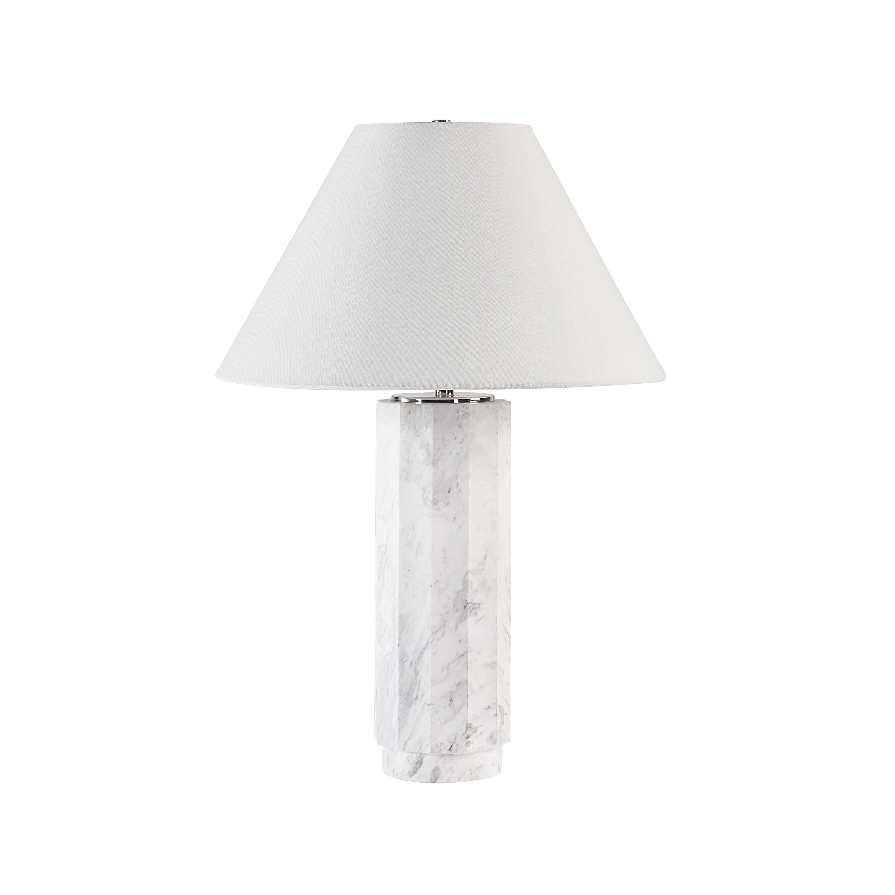 Veda table lamp by Renwil, volakas marble base, solid stone