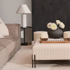 Veda table lamp by Renwil, volakas marble base, solid stone