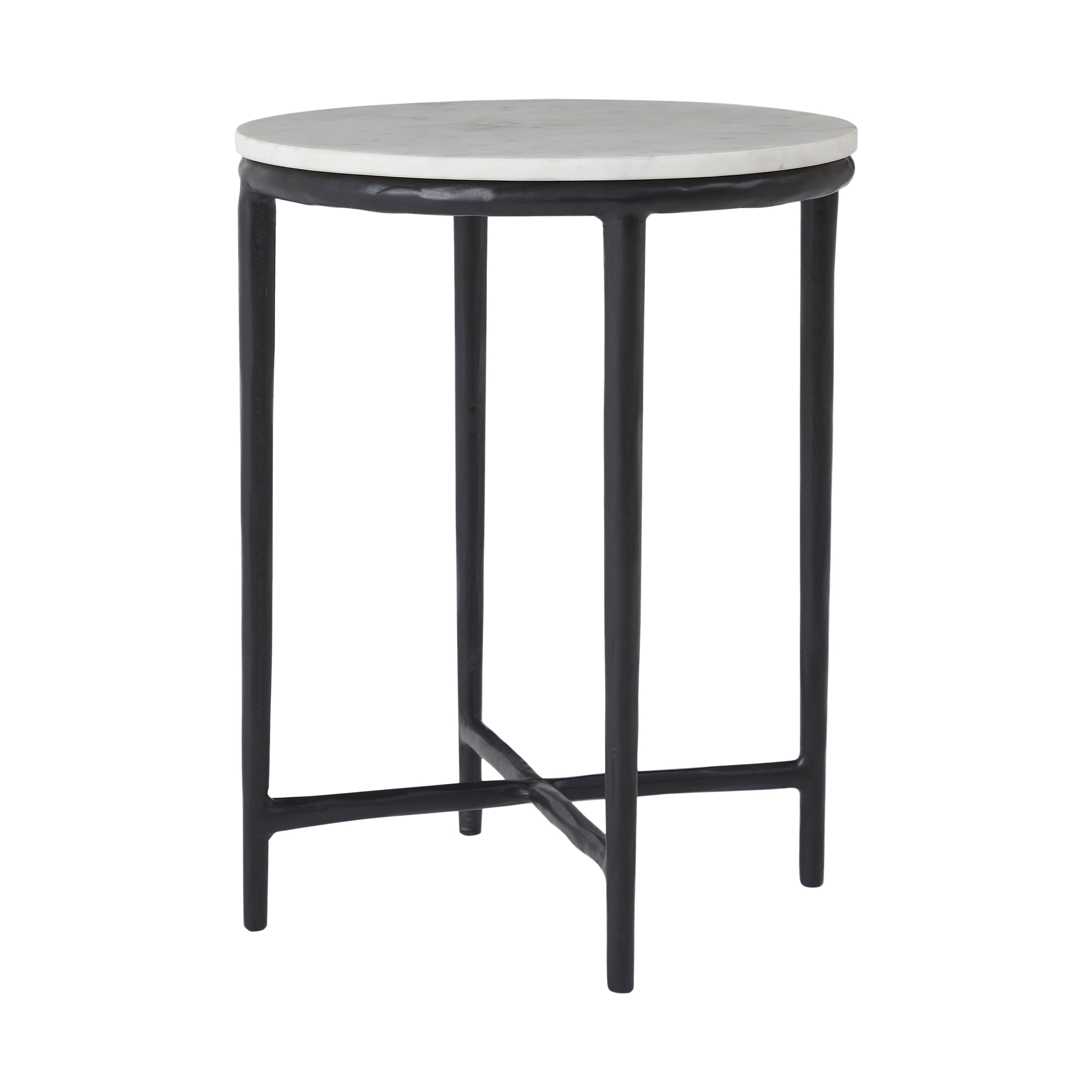 Veroia accent table by Renwil, banswara marble, cast aluminum base