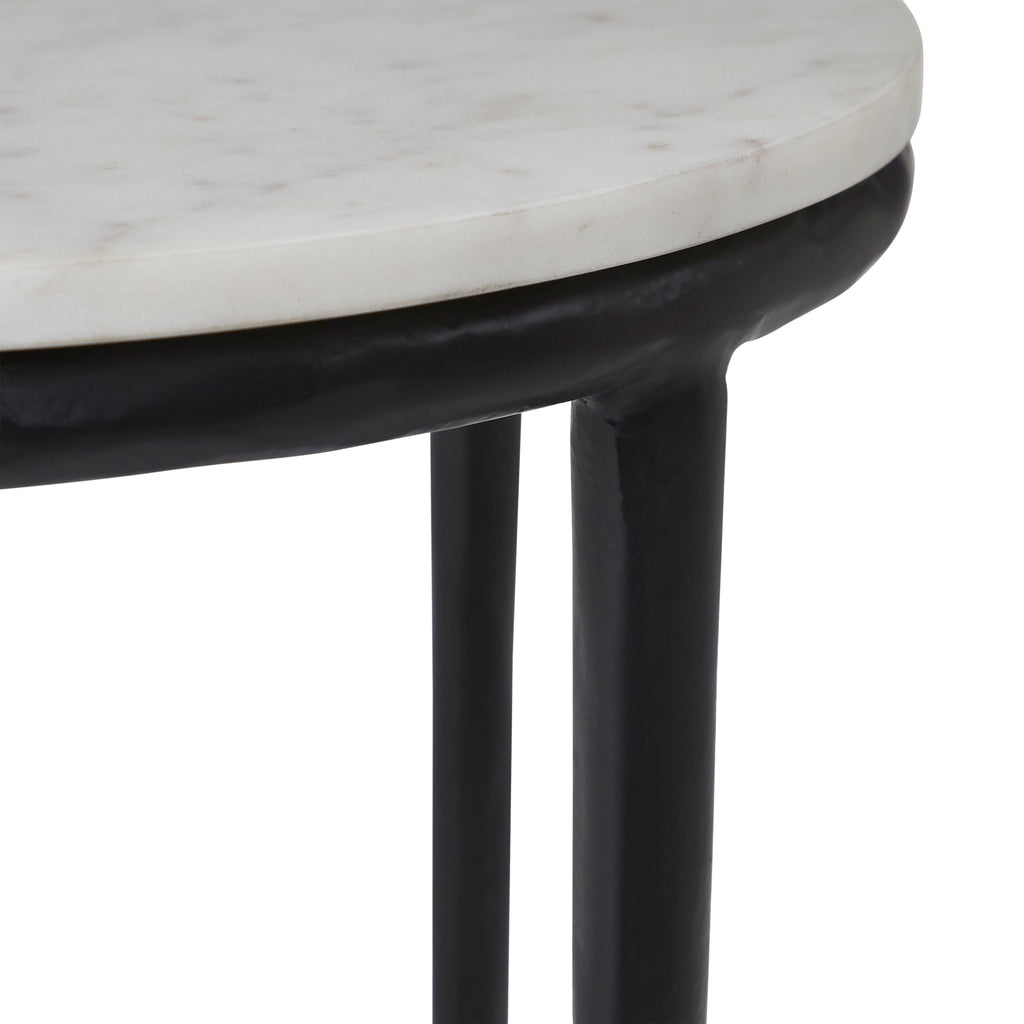 Veroia accent table by Renwil, banswara marble, cast aluminum base