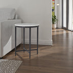 Veroia accent table by Renwil, banswara marble, cast aluminum base