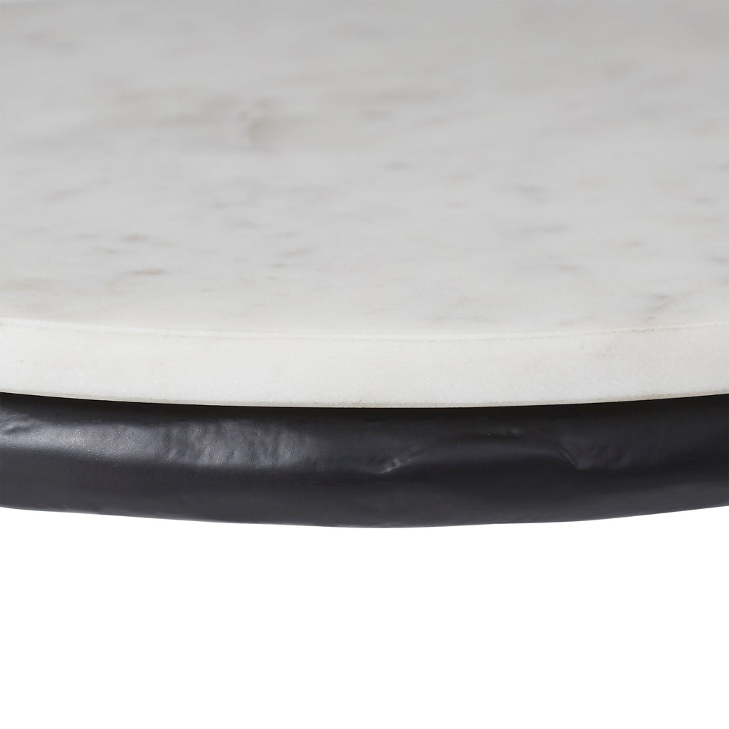 Veroia accent table by Renwil, banswara marble, cast aluminum base