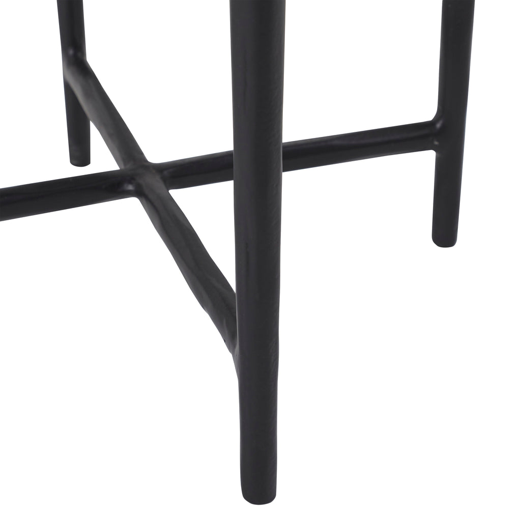 Veroia accent table by Renwil, banswara marble, cast aluminum base