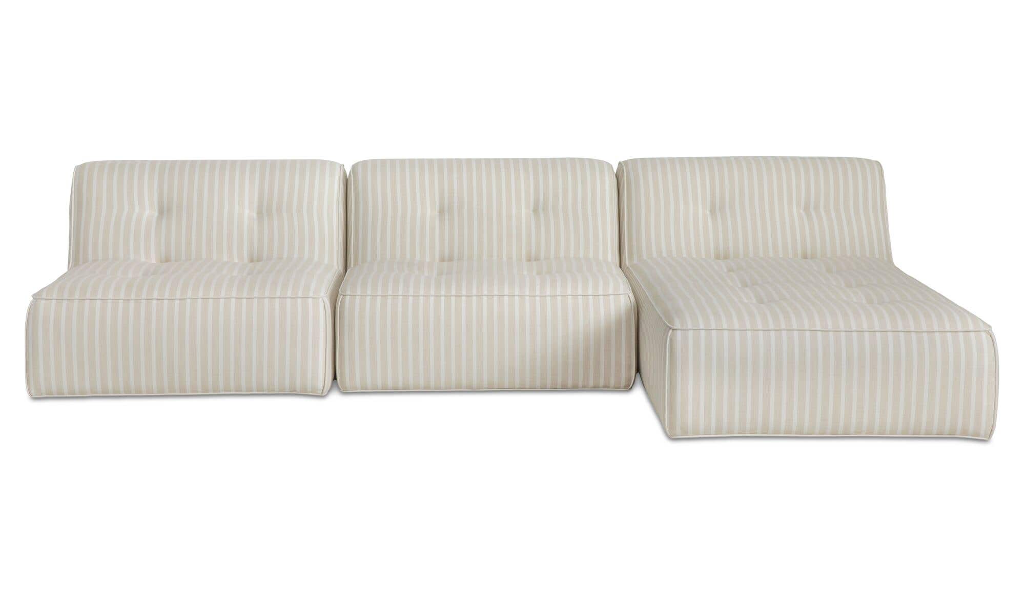 Upholstered Outdoor Sunseeker 3 Piece Lounge Set Brown Stripe