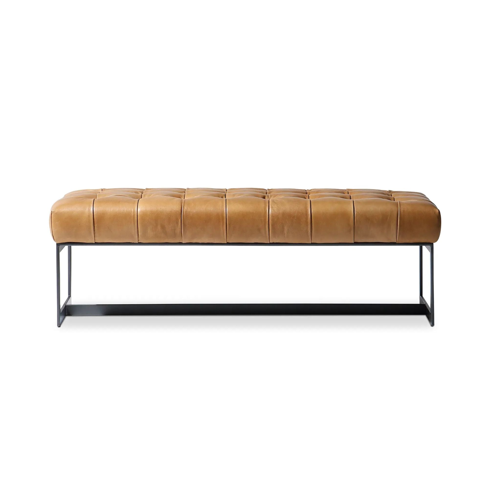Wyatt bench by Moe's Home Collection, full-grain leather, tan