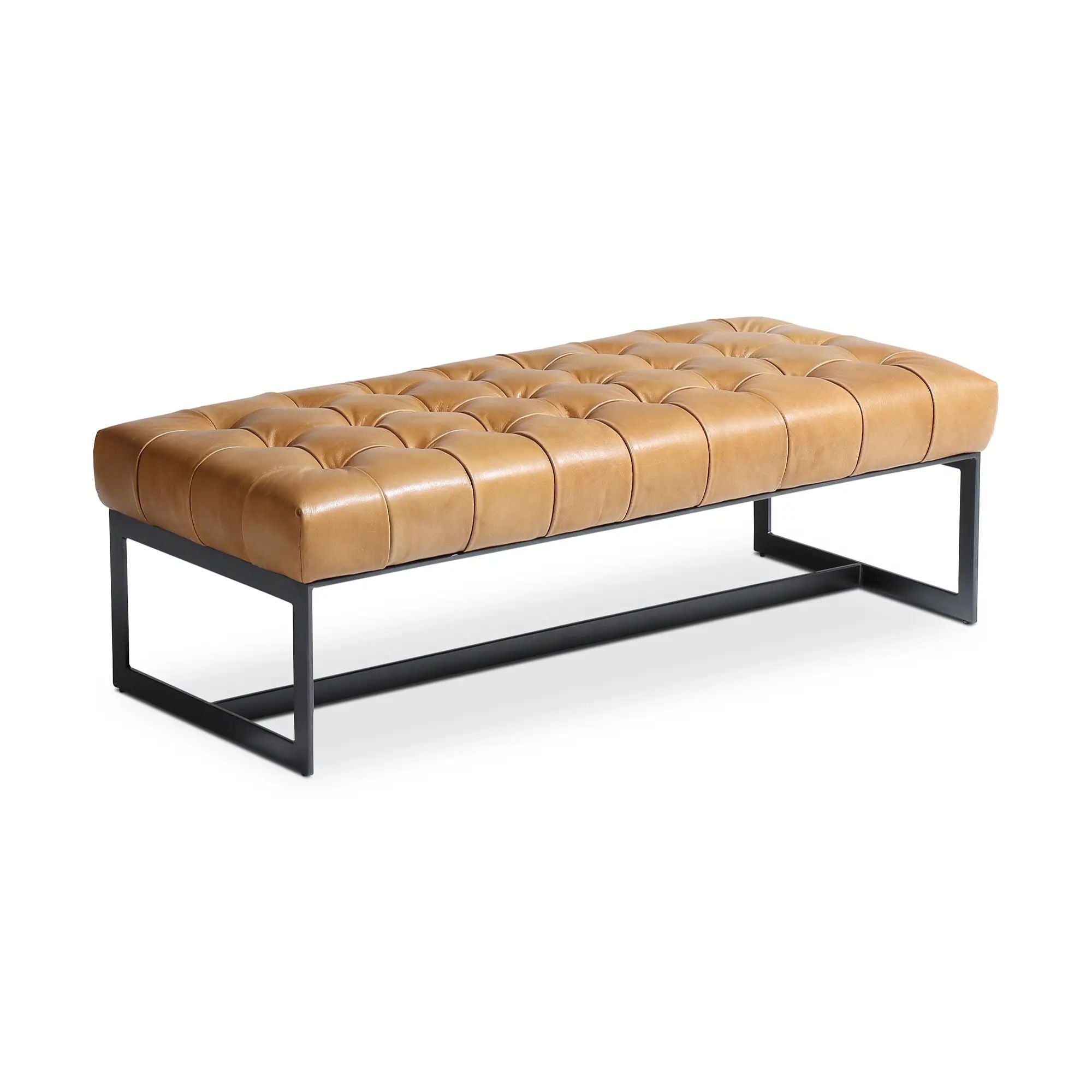 Wyatt bench by Moe's Home Collection, full-grain leather, tan