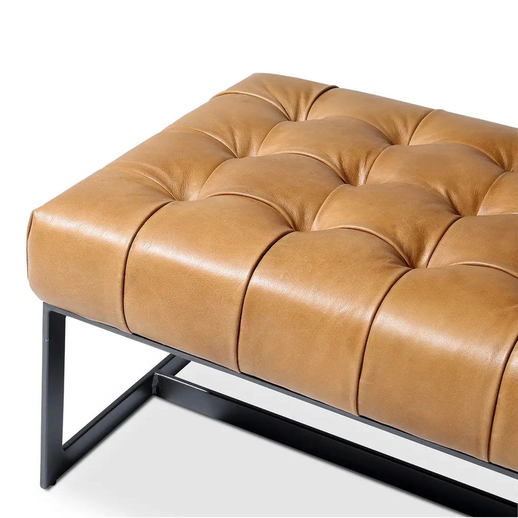 Wyatt bench by Moe's Home Collection, full-grain leather, tan