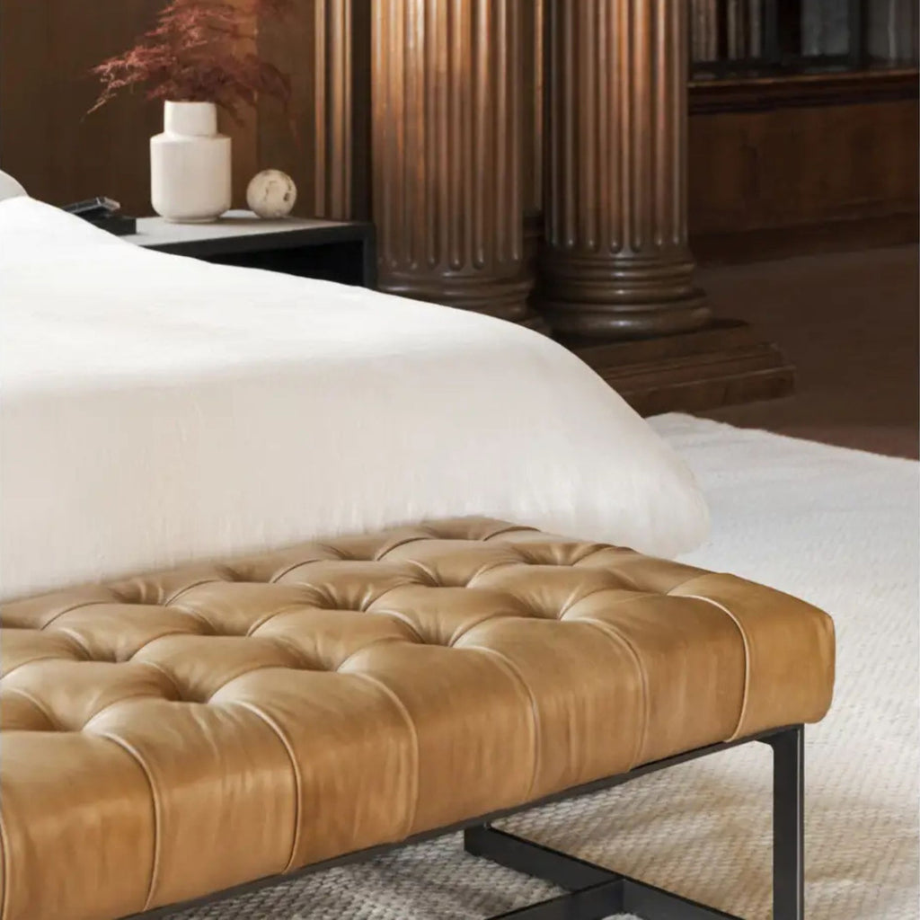 Wyatt bench by Moe's Home Collection, full-grain leather, tan
