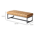 Wyatt bench by Moe's Home Collection, full-grain leather, tan