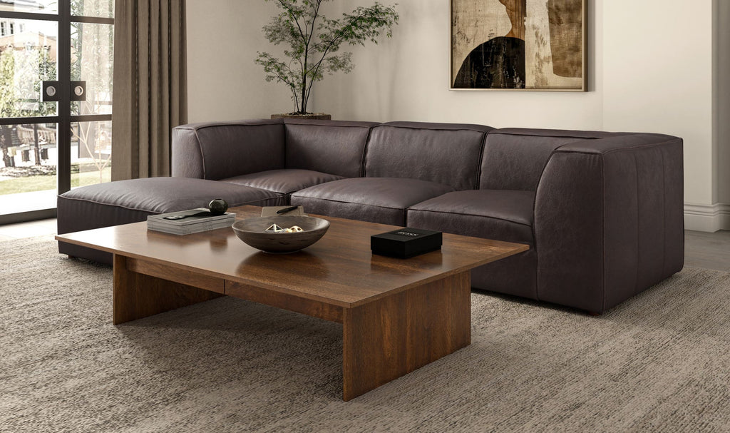Form Signature Modular Sectional Espresso Brown Leather 6