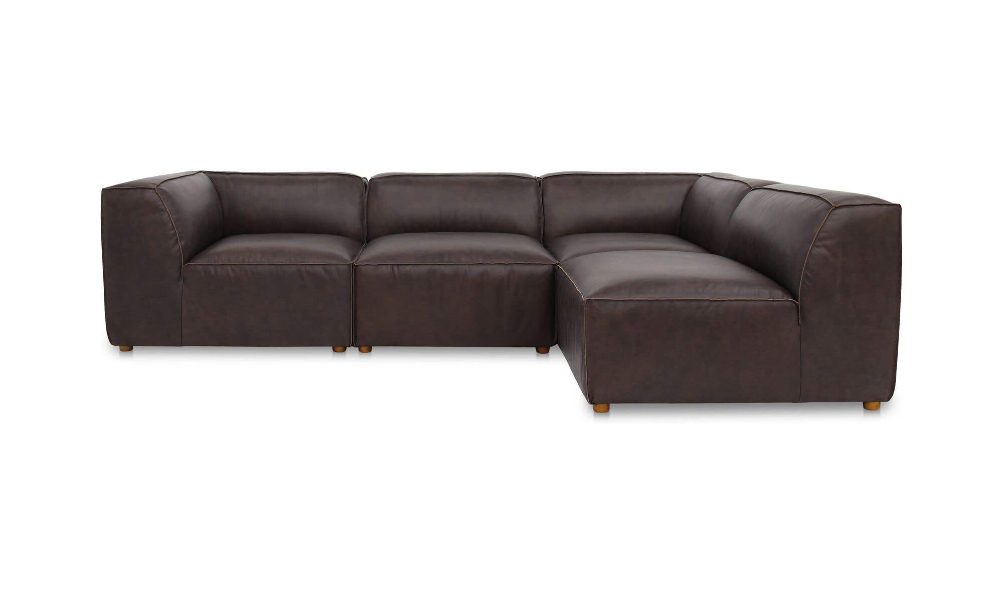 Form Signature Modular Sectional Espresso Brown Leather Espresso Brown
