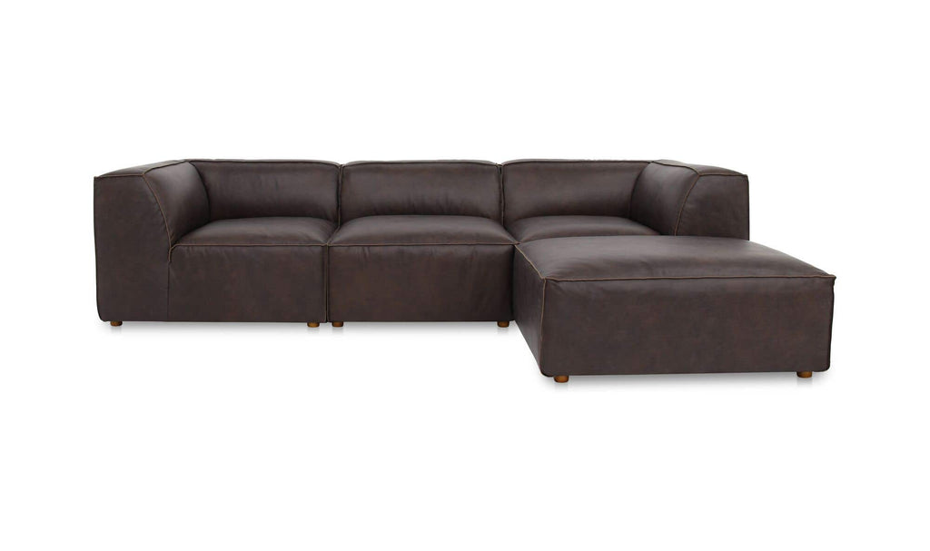 Leather Form Lounge Modular Sectional Espresso Brown