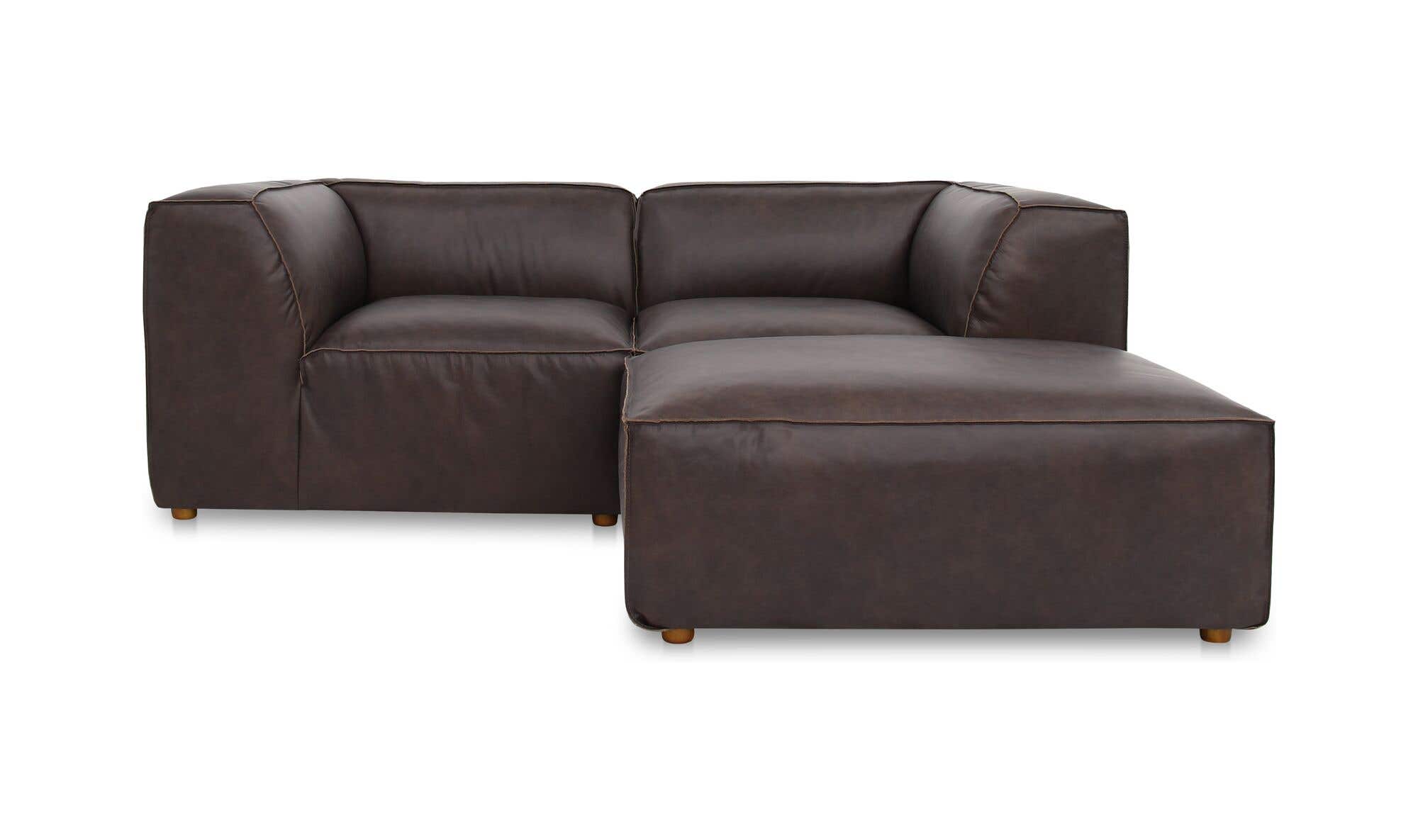 Leather Form Nook Modular Sectional Espresso Brown